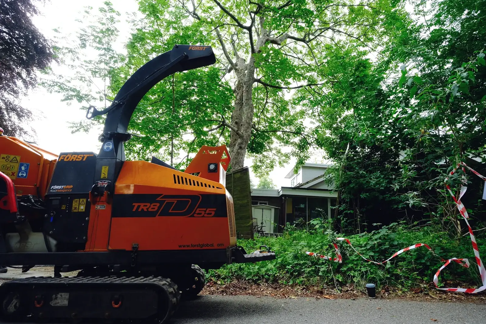 Our Forst tracked wood chipper on a roadside job