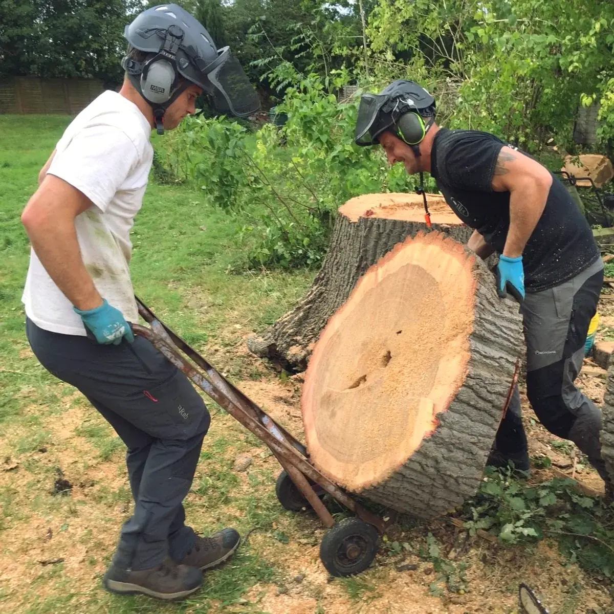 Moving a large round on a sack truck